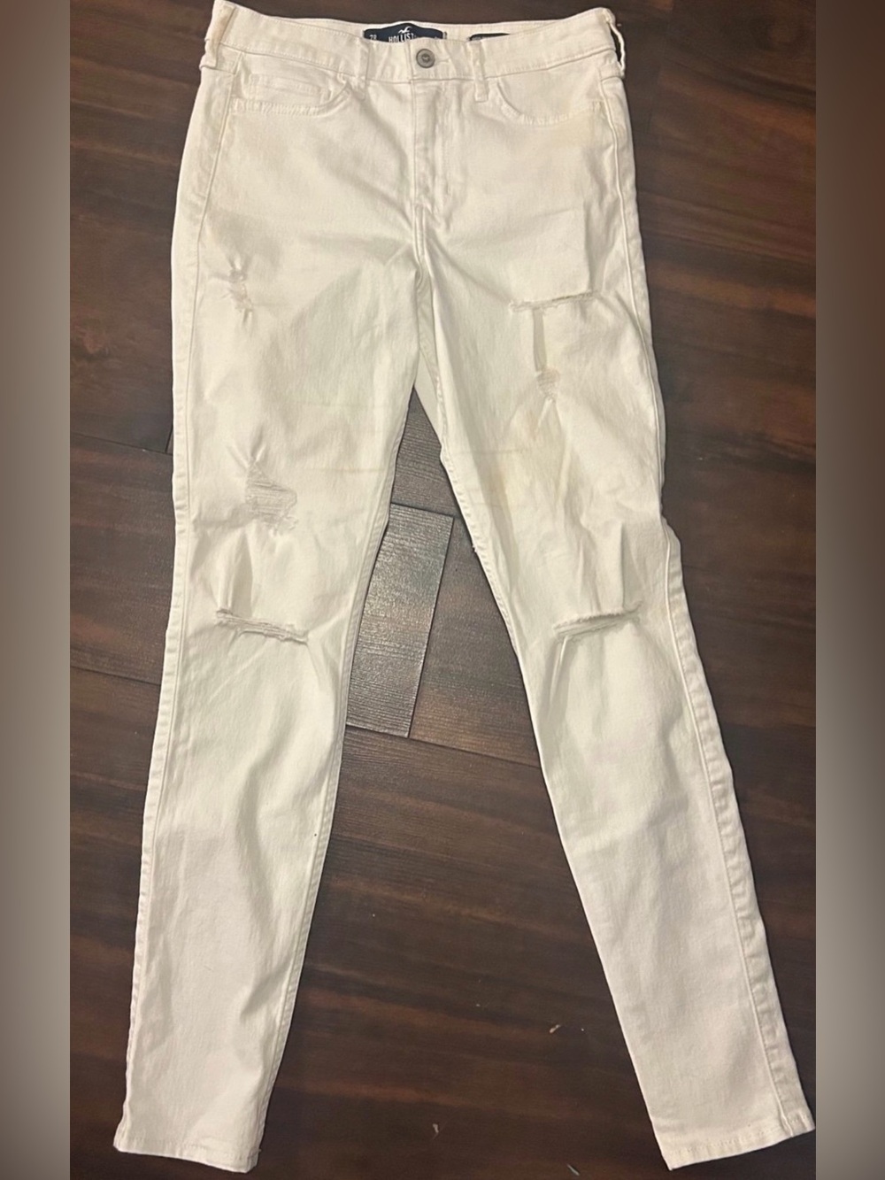 Hollister Women's White Distressed Skinny Jeans